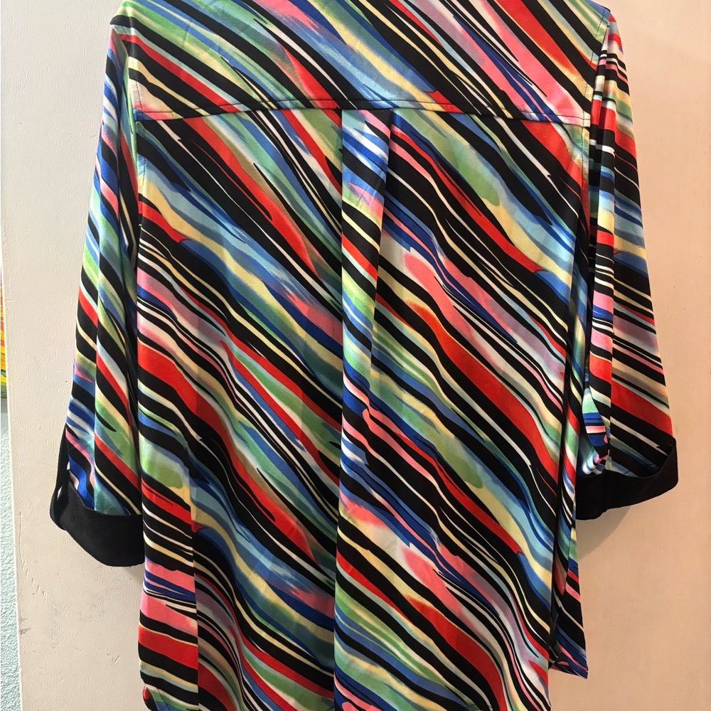 Caleoas Multicolor Striped Button Down Blouse, Fr… - image 2